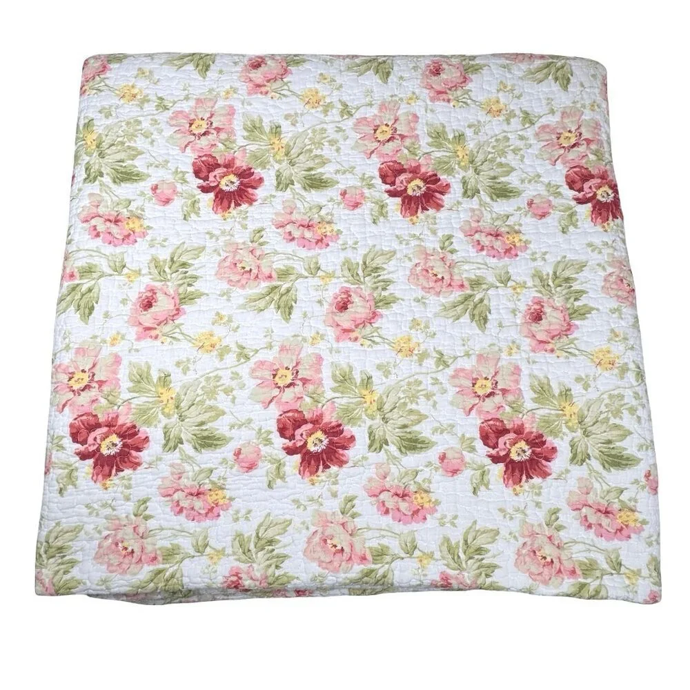 VTG Laura Ashley Reversible Floral Quilt Bedspread Coverlet Queen Cottage Boho